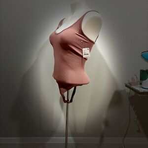 We The Free Pink Ribbed Bodysuit